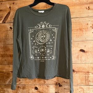 Moonchild Celestial Graphic Long Sleeve Crop Boxy Top